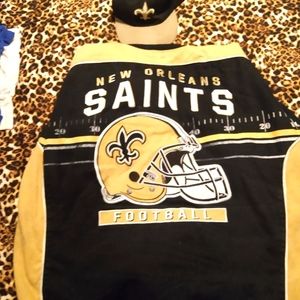 Men's New Orleans saints jacket size XL with hat
